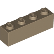 Lego kostka (kostička) 1x4, tmavě béžová (4497072, 6001822)